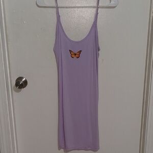Purple Slip Dress with Butterfly Detail